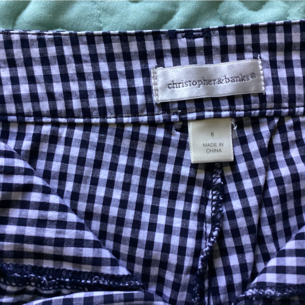 Christopher & Banks Blue and White Gingham Skort